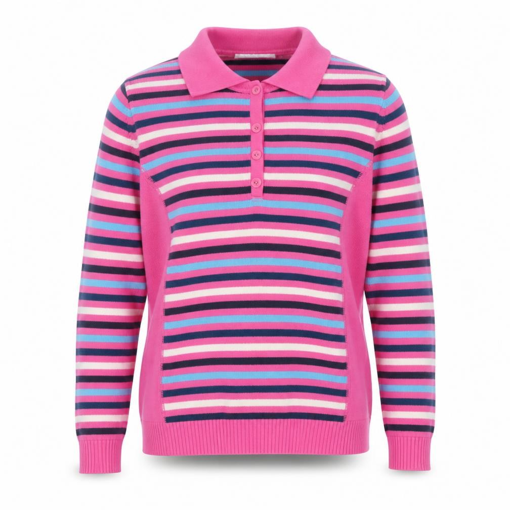 Rachel Lacey Women’s Pink Striped Cotton Polo Jumper Size 12