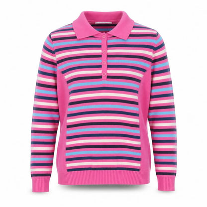 Rachel Lacey Women’s Pink Striped Cotton Polo Jumper Size 12
