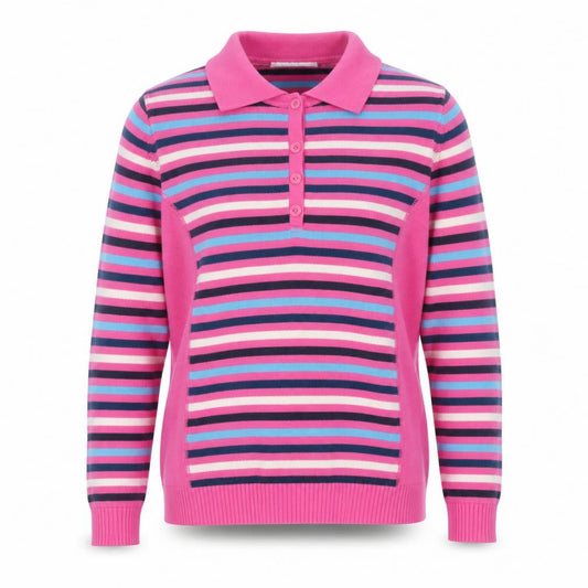 Rachel Lacey Women’s Pink Striped Cotton Polo Jumper Size 12