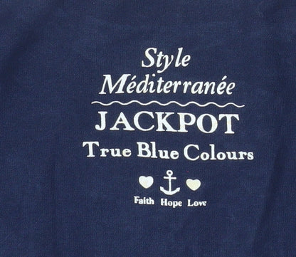 Jackpot Women's Blue XL Basic 3/4 Sleeve V-Neck Cotton Top