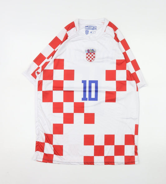 Vatreni Croatia Men's White Red Check Sports T-Shirt Size L