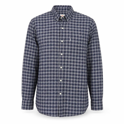 Levi's Men's Blue Check Cotton Long Sleeve Button-Up Shirt L