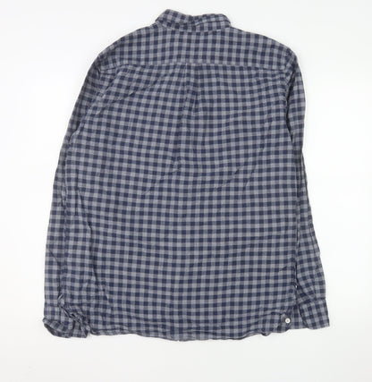 Levi's Men's Blue Check Cotton Long Sleeve Button-Up Shirt L