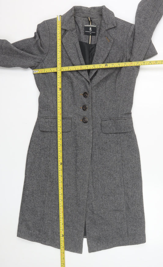 Summum Woman Grey Herringbone Wool Blend Long Overcoat Women’s Size 6