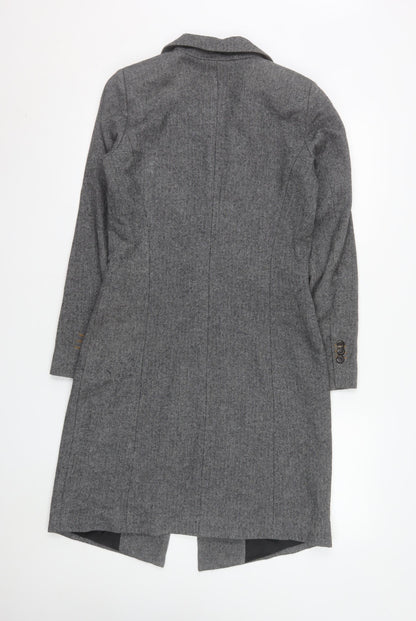 Summum Woman Grey Herringbone Wool Blend Long Overcoat Women’s Size 6