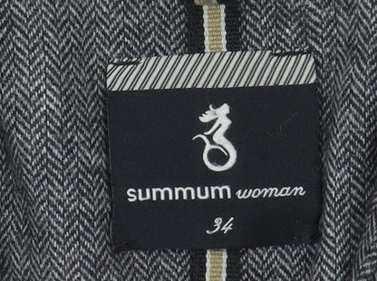 Summum Woman Grey Herringbone Wool Blend Long Overcoat Women’s Size 6