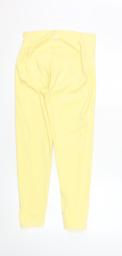 Adidas Womens Yellow L Ankle Leggings Stretch Activewear Trousers
