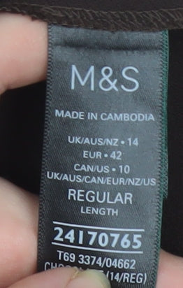 Marks and Spencer Women Brown Size 14 A-Line Midi Satin Skirt