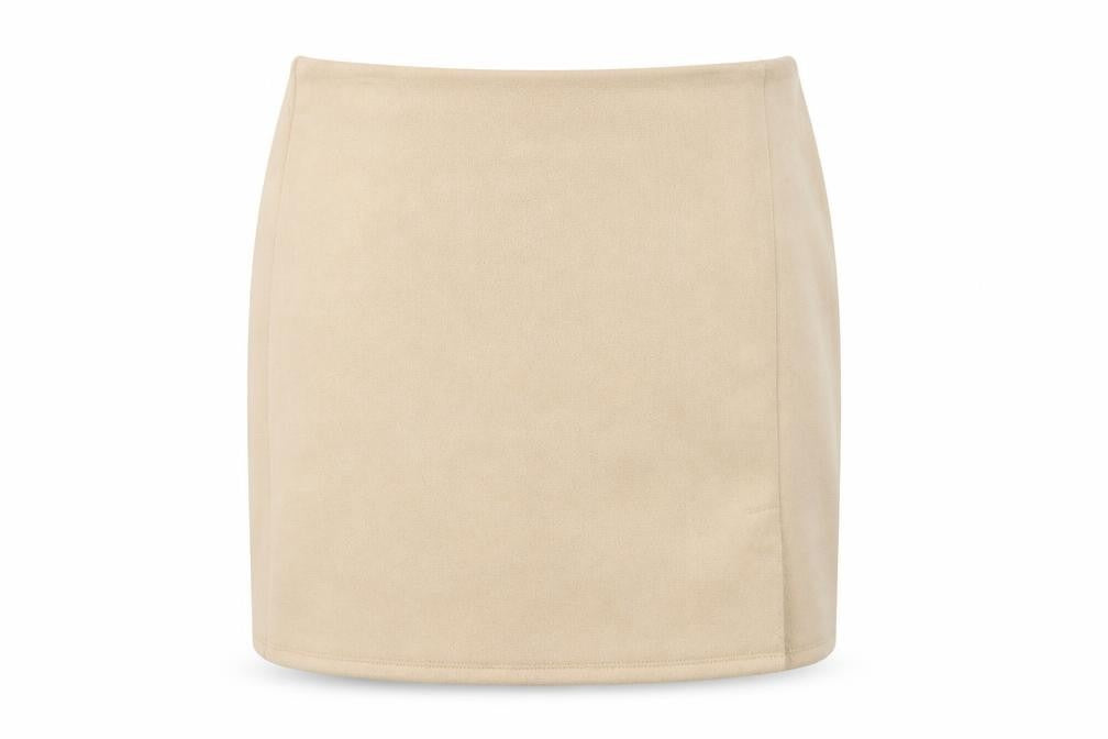 Primark Women Beige Size 8 Suede Mini Skirt High Rise