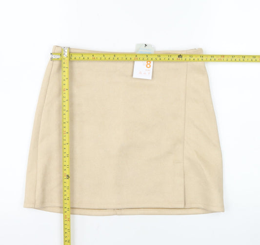Primark Women Beige Size 8 Suede Mini Skirt High Rise