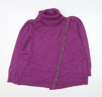 Paco Boutique Womens Purple Roll Neck Knit Jumper Size 12