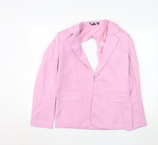 PrettyLittleThing Women Pink Blazer Jacket UK 6 Slim Fit Lined Polyester