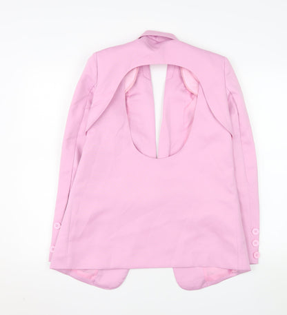 PrettyLittleThing Women Pink Blazer Jacket UK 6 Slim Fit Lined Polyester