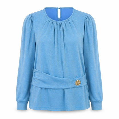 Savida Women's Blue Long Sleeve Tunic Blouse Size 10