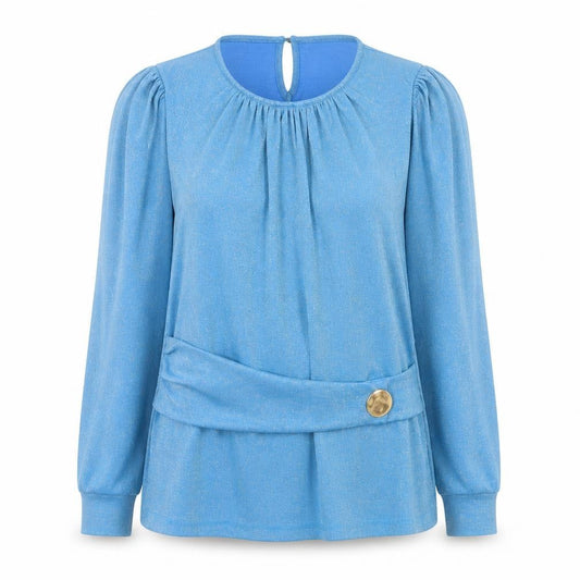Savida Women's Blue Long Sleeve Tunic Blouse Size 10