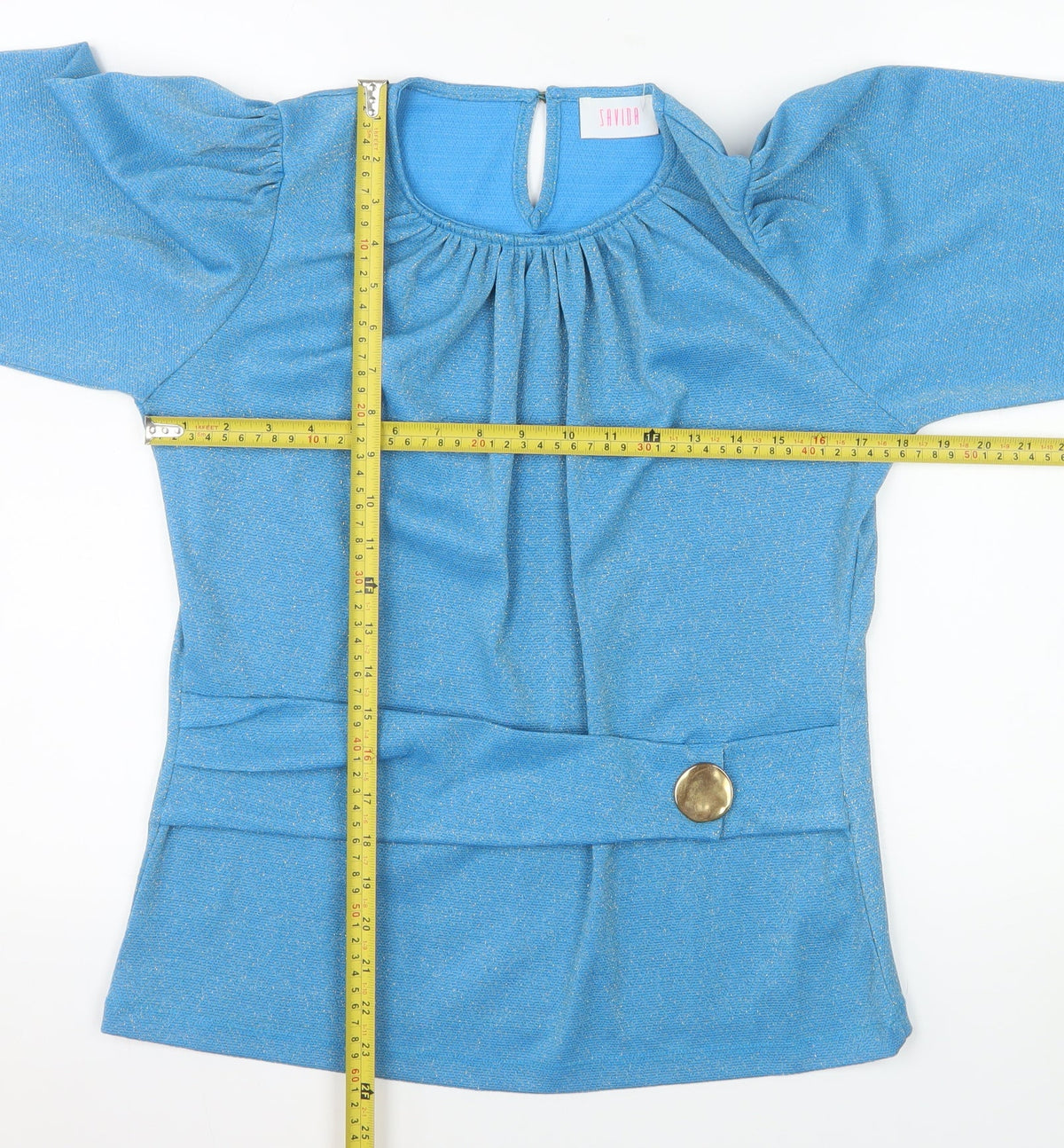 Savida Women's Blue Long Sleeve Tunic Blouse Size 10
