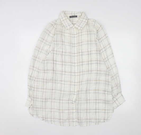 Mint Velvet Women's Ivory Check Cotton Button-Up Shirt Size S