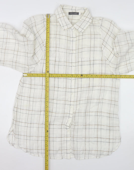 Mint Velvet Women's Ivory Check Cotton Button-Up Shirt Size S