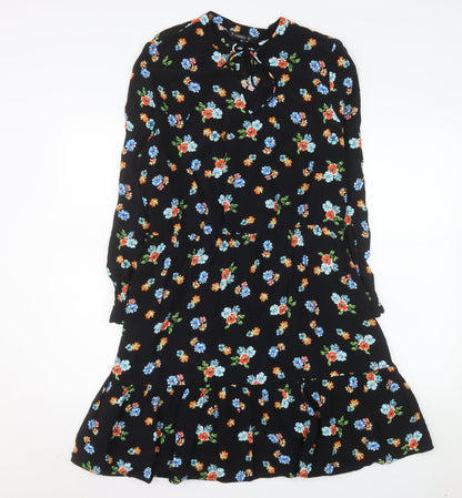 Dunnes Stores Women’s Black Floral A-Line Knee Length Dress Size 12