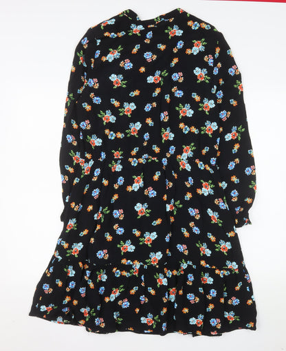 Dunnes Stores Women’s Black Floral A-Line Knee Length Dress Size 12