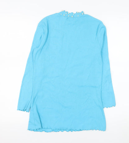Savida Women Blue Pearl Neck Long Sleeve Knit Jumper Size 14