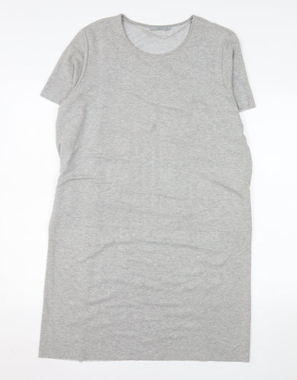 COS Women Grey Knee Length T-Shirt Dress Size 14 Short Sleeve Stretch