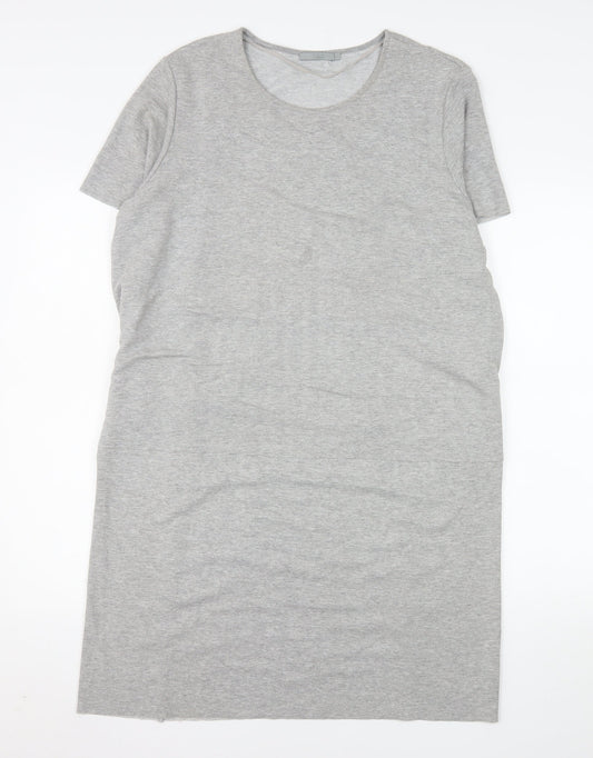 COS Women Grey Knee Length T-Shirt Dress Size 14 Short Sleeve Stretch
