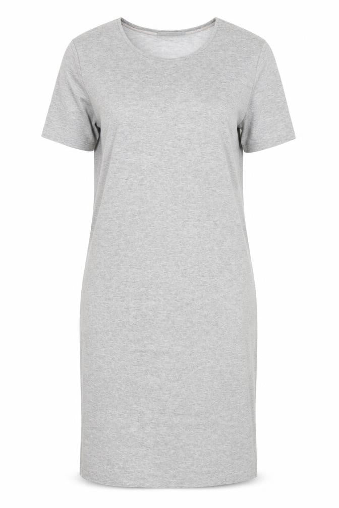 Front view of COS Women Grey Knee Length T-Shirt Dress, size 14, Short Sleeve Stretch