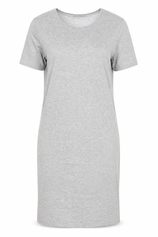 Front view of COS Women Grey Knee Length T-Shirt Dress, size 14, Short Sleeve Stretch