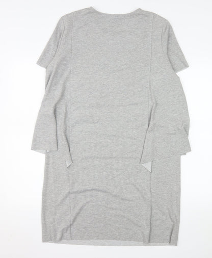 COS Women Grey Knee Length T-Shirt Dress Size 14 Short Sleeve Stretch