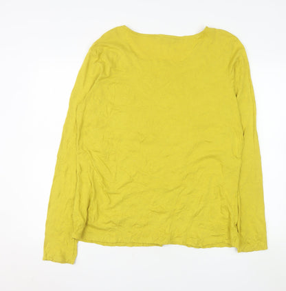 Tom Tailor Womens Yellow Lace Neck Cotton Long Sleeve Top XL