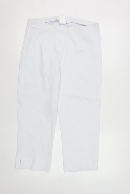 Gerard Womens White Cropped Rayon Blend Elastic Waist Trousers Size 10