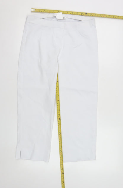 Gerard Womens White Cropped Rayon Blend Elastic Waist Trousers Size 10
