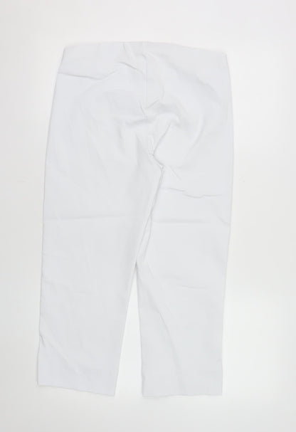 Gerard Womens White Cropped Rayon Blend Elastic Waist Trousers Size 10