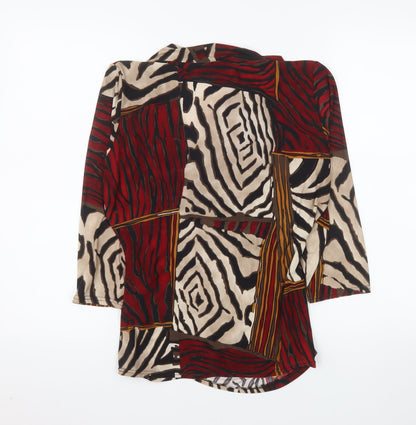 Voulez Vous Womens Multicoloured Animal Print Wrap Blouse Size 16 Polyester Blend