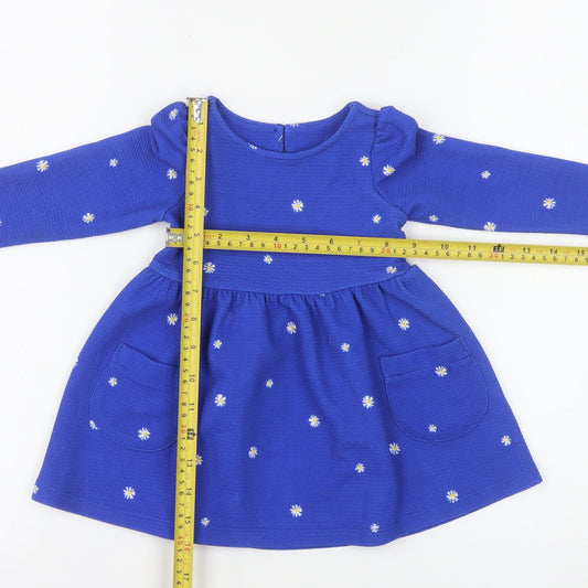 St. Bernard for Dunnes Stores Blue Floral Long Sleeve Baby Dress 6-9 Months