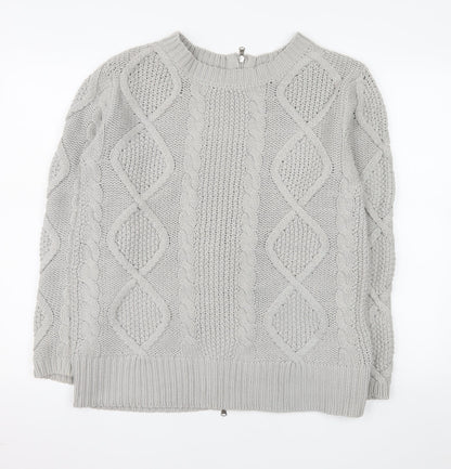 Carolyn Donnelly The Edit Women Grey Small Cable-Knit Full Zip Jumper