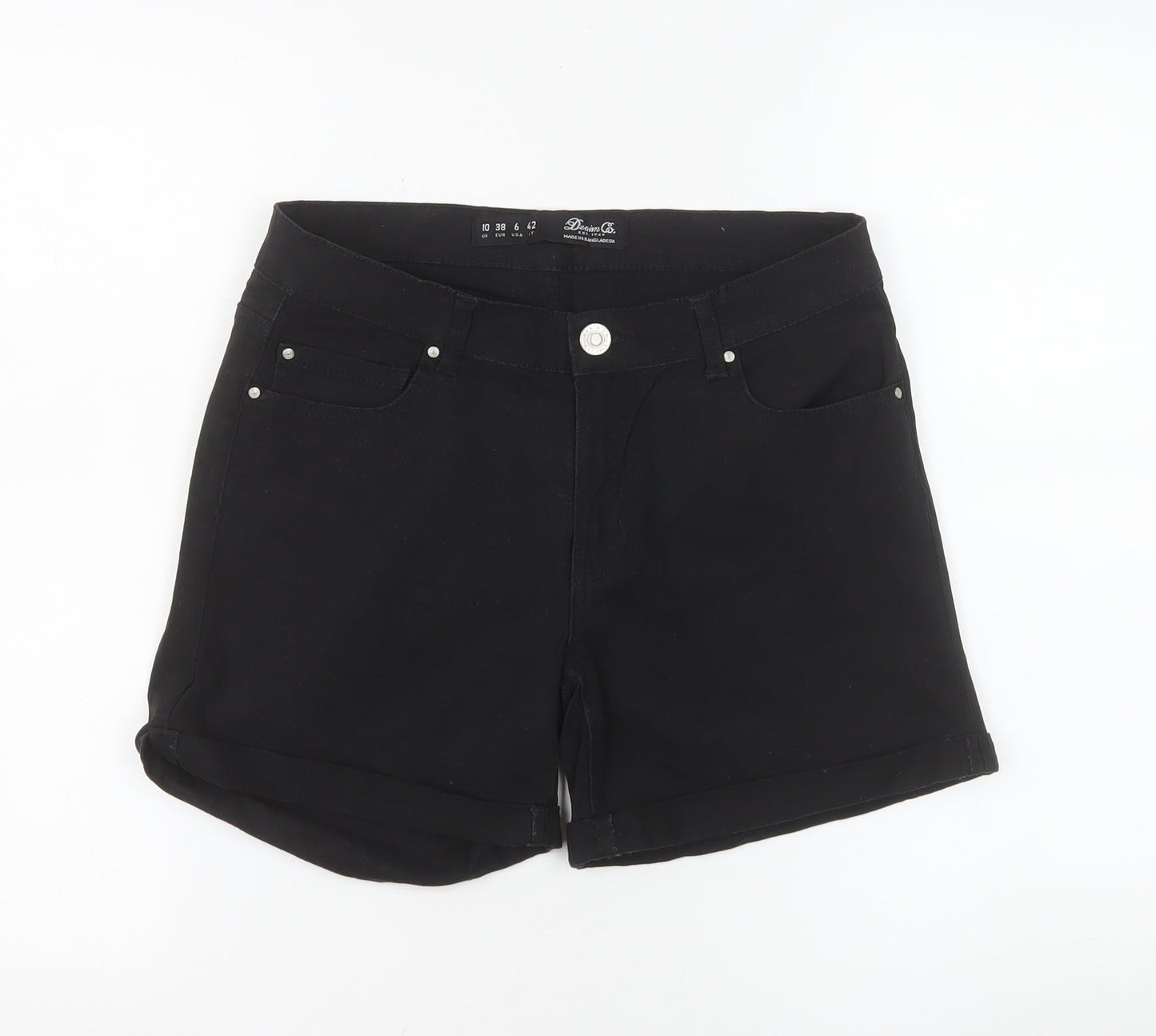 Denim Co Women’s Black Chino Shorts Size 10 Stretch Cotton Twill