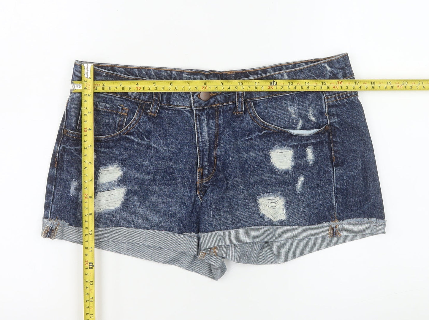 Denim Co Women Blue Distressed Denim Shorts Size 12