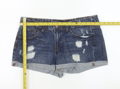 Denim Co Women Blue Distressed Denim Shorts Size 12