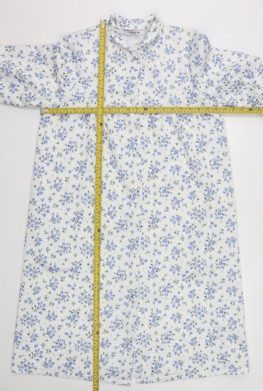 Marlon Womens White Blue Floral Quilted Coatigan Size 12