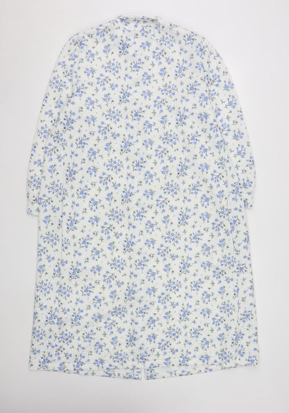 Marlon Womens White Blue Floral Quilted Coatigan Size 12