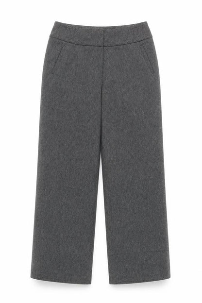 Front view of Dunnes Women's Grey Herringbone Straight Leg Dress Pants, size 12