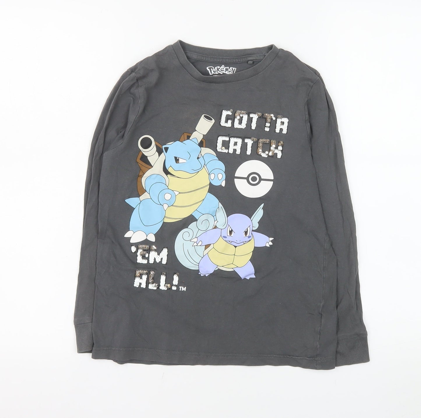 Boys UK Size 9-10 Years Pokémon Grey Basic T-Shirt