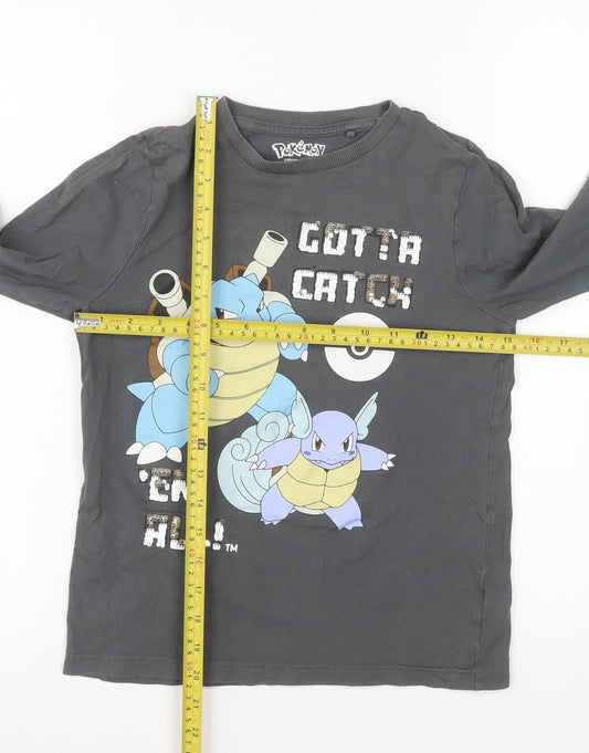 Boys UK Size 9-10 Years Pokémon Grey Basic T-Shirt