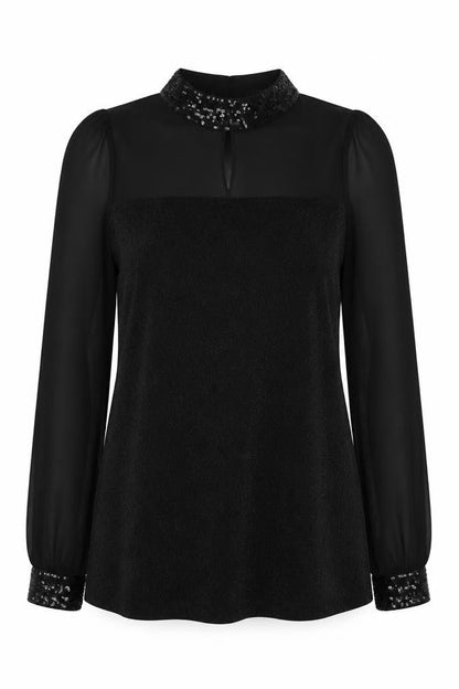 Dunnes Stores Women’s Black Sequin Long Sleeve Tunic Blouse Size 14