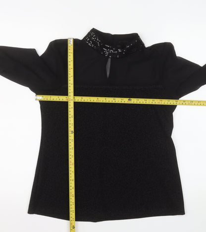 Dunnes Stores Women’s Black Sequin Long Sleeve Tunic Blouse Size 14