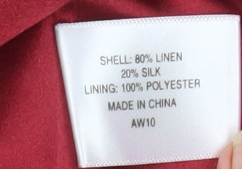 CC Women Red Linen Silk Cropped Bolero Jacket Size 12