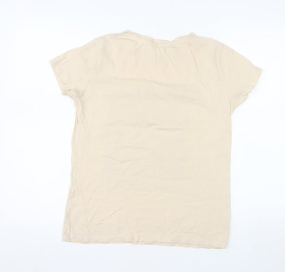 Stradivarius Women's Beige Leopard Print T-Shirt Size S
