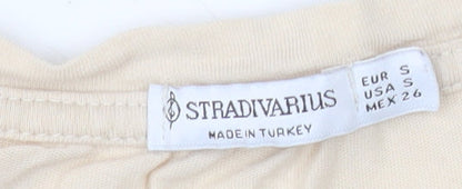 Stradivarius Women's Beige Leopard Print T-Shirt Size S